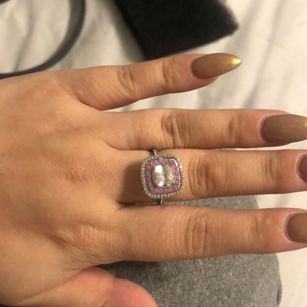 Pink and white sapphire ring